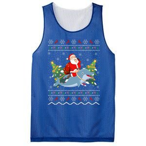 Funny Xmas Lighting Ugly Santa Riding Dolphin Christmas Cool Gift Mesh Reversible Basketball Jersey Tank