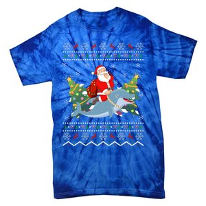 Funny Xmas Lighting Ugly Santa Riding Dolphin Christmas Cool Gift Tie-Dye T-Shirt