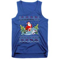 Funny Xmas Lighting Ugly Santa Riding Dolphin Christmas Cool Gift Tank Top