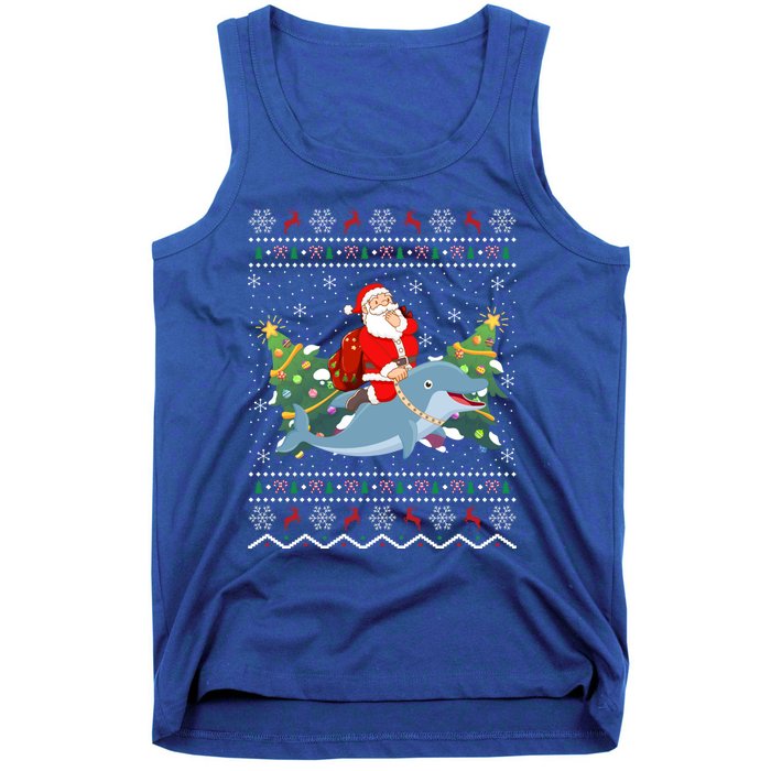 Funny Xmas Lighting Ugly Santa Riding Dolphin Christmas Cool Gift Tank Top