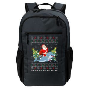 Funny Xmas Lighting Ugly Santa Riding Dolphin Christmas Cool Gift Daily Commute Backpack