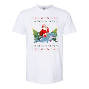 Funny Xmas Lighting Ugly Santa Riding Dolphin Christmas Cool Gift Softstyle CVC T-Shirt