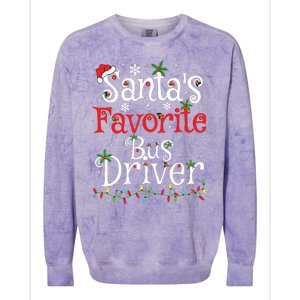 Funny Xmas Lighting Santas Favorite Bus Driver Christmas Colorblast Crewneck Sweatshirt