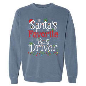 Funny Xmas Lighting Santas Favorite Bus Driver Christmas Garment-Dyed Sweatshirt