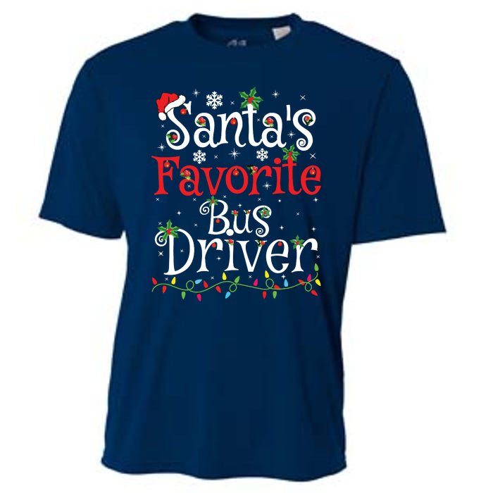 Funny Xmas Lighting Santas Favorite Bus Driver Christmas Cooling Performance Crew T-Shirt