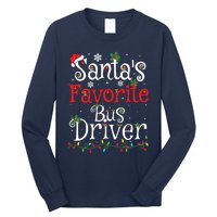 Funny Xmas Lighting Santas Favorite Bus Driver Christmas Long Sleeve Shirt