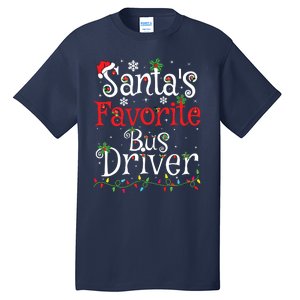 Funny Xmas Lighting Santas Favorite Bus Driver Christmas Tall T-Shirt