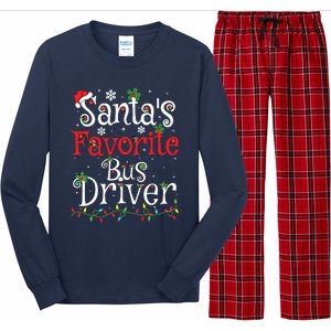 Funny Xmas Lighting Santas Favorite Bus Driver Christmas Long Sleeve Pajama Set