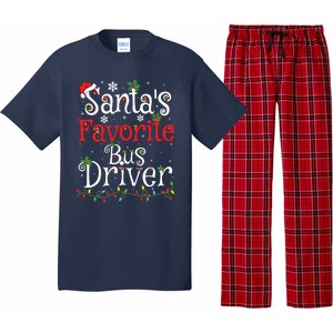 Funny Xmas Lighting Santas Favorite Bus Driver Christmas Pajama Set