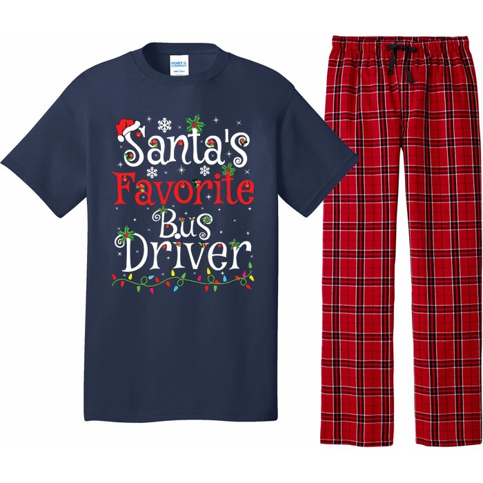 Funny Xmas Lighting Santas Favorite Bus Driver Christmas Pajama Set