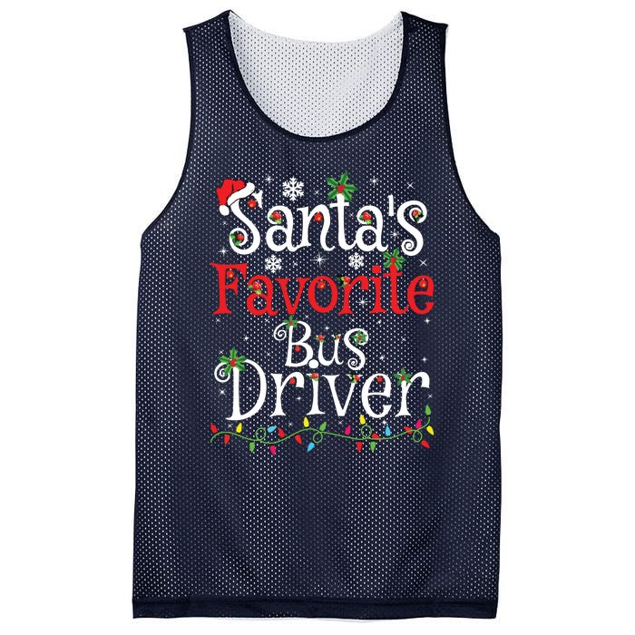 Funny Xmas Lighting Santas Favorite Bus Driver Christmas Mesh Reversible Basketball Jersey Tank