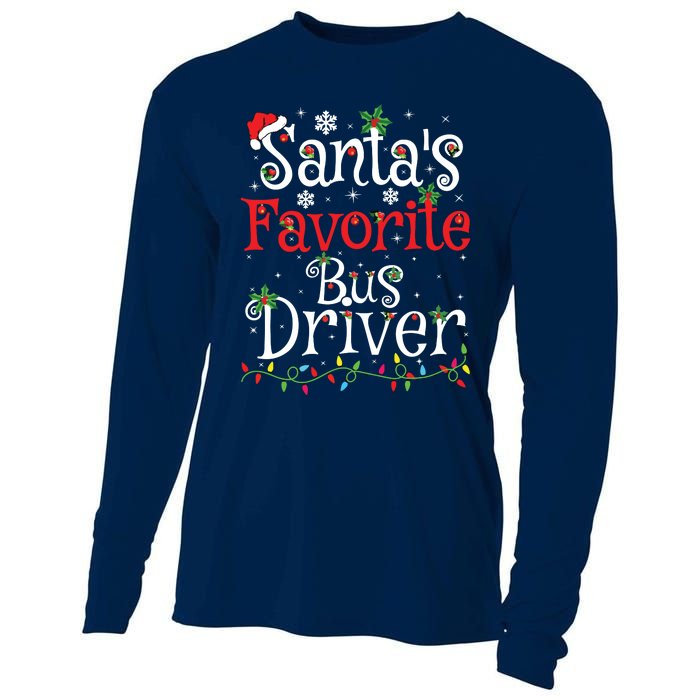 Funny Xmas Lighting Santas Favorite Bus Driver Christmas Cooling Performance Long Sleeve Crew