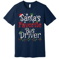 Funny Xmas Lighting Santas Favorite Bus Driver Christmas Premium T-Shirt