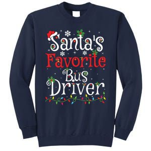 Funny Xmas Lighting Santas Favorite Bus Driver Christmas Tall Sweatshirt