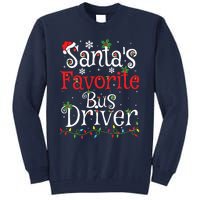 Funny Xmas Lighting Santas Favorite Bus Driver Christmas Tall Sweatshirt