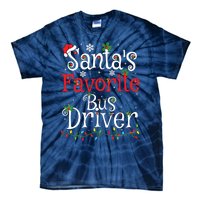 Funny Xmas Lighting Santas Favorite Bus Driver Christmas Tie-Dye T-Shirt