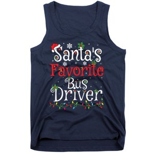 Funny Xmas Lighting Santas Favorite Bus Driver Christmas Tank Top