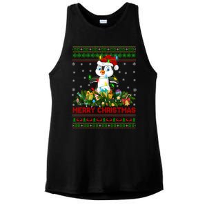 Funny Xmas Lighting Tree Santa Ugly Penguin Christmas Gift Ladies PosiCharge Tri-Blend Wicking Tank