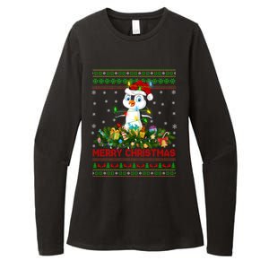 Funny Xmas Lighting Tree Santa Ugly Penguin Christmas Gift Womens CVC Long Sleeve Shirt