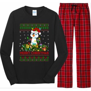 Funny Xmas Lighting Tree Santa Ugly Penguin Christmas Gift Long Sleeve Pajama Set