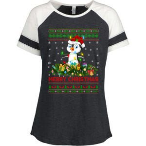 Funny Xmas Lighting Tree Santa Ugly Penguin Christmas Gift Enza Ladies Jersey Colorblock Tee