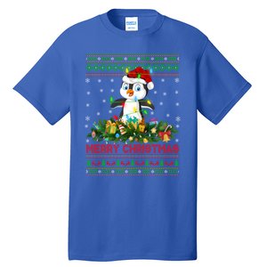 Funny Xmas Lighting Tree Santa Ugly Penguin Christmas Gift Tall T-Shirt