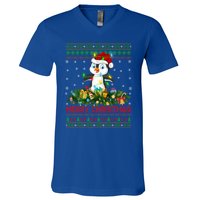 Funny Xmas Lighting Tree Santa Ugly Penguin Christmas Gift V-Neck T-Shirt