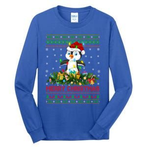 Funny Xmas Lighting Tree Santa Ugly Penguin Christmas Gift Tall Long Sleeve T-Shirt