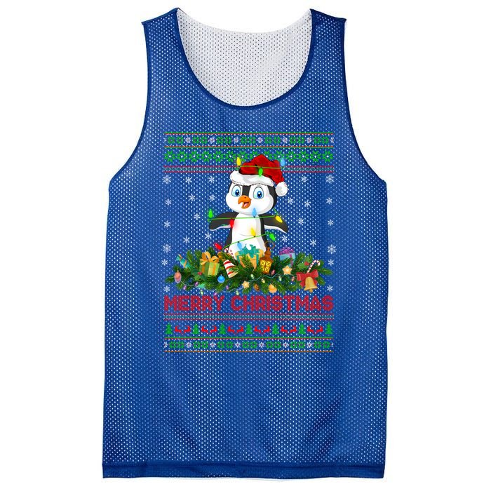 Funny Xmas Lighting Tree Santa Ugly Penguin Christmas Gift Mesh Reversible Basketball Jersey Tank