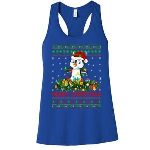 Funny Xmas Lighting Tree Santa Ugly Penguin Christmas Gift Women's Racerback Tank