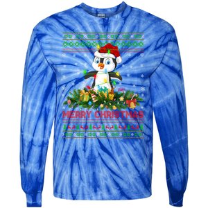 Funny Xmas Lighting Tree Santa Ugly Penguin Christmas Gift Tie-Dye Long Sleeve Shirt