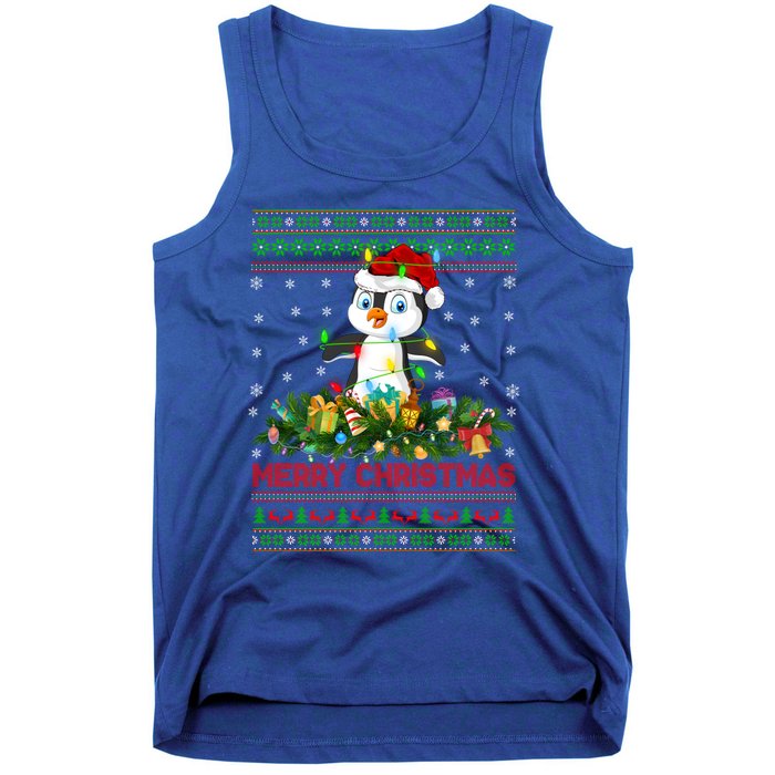 Funny Xmas Lighting Tree Santa Ugly Penguin Christmas Gift Tank Top