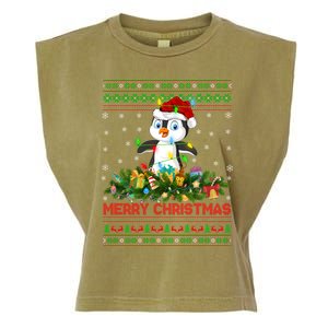 Funny Xmas Lighting Tree Santa Ugly Penguin Christmas Gift Garment-Dyed Women's Muscle Tee