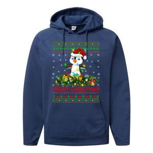 Funny Xmas Lighting Tree Santa Ugly Penguin Christmas Gift Performance Fleece Hoodie