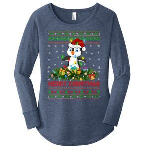 Funny Xmas Lighting Tree Santa Ugly Penguin Christmas Gift Women's Perfect Tri Tunic Long Sleeve Shirt