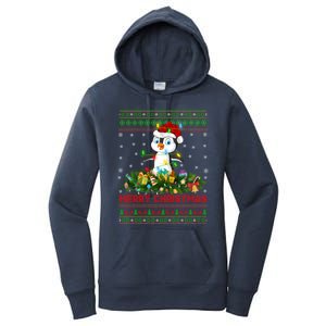 Funny Xmas Lighting Tree Santa Ugly Penguin Christmas Gift Women's Pullover Hoodie