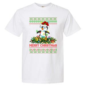 Funny Xmas Lighting Tree Santa Ugly Penguin Christmas Gift Garment-Dyed Heavyweight T-Shirt