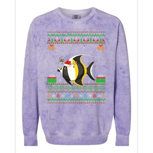 Funny Xmas Lighting Santa Hat Ugly Angelfish Christmas Meaningful Gift Colorblast Crewneck Sweatshirt