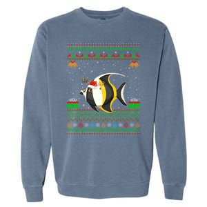 Funny Xmas Lighting Santa Hat Ugly Angelfish Christmas Meaningful Gift Garment-Dyed Sweatshirt