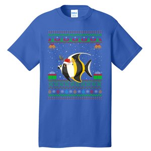 Funny Xmas Lighting Santa Hat Ugly Angelfish Christmas Meaningful Gift Tall T-Shirt