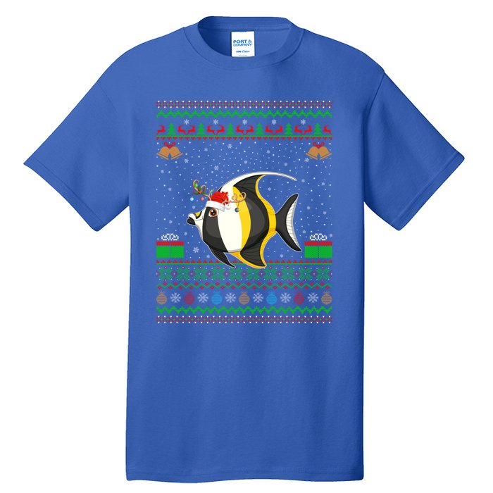 Funny Xmas Lighting Santa Hat Ugly Angelfish Christmas Meaningful Gift Tall T-Shirt