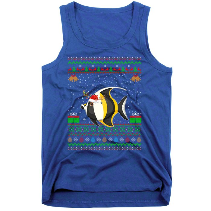 Funny Xmas Lighting Santa Hat Ugly Angelfish Christmas Meaningful Gift Tank Top