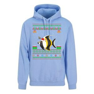 Funny Xmas Lighting Santa Hat Ugly Angelfish Christmas Meaningful Gift Unisex Surf Hoodie