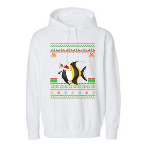 Funny Xmas Lighting Santa Hat Ugly Angelfish Christmas Meaningful Gift Garment-Dyed Fleece Hoodie