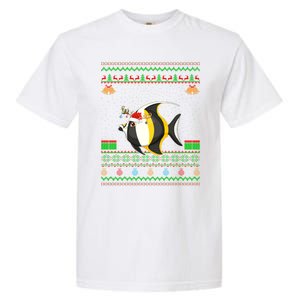 Funny Xmas Lighting Santa Hat Ugly Angelfish Christmas Meaningful Gift Garment-Dyed Heavyweight T-Shirt