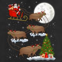 Funny Xmas Lighting Tree Santa Riding Capybara Christmas Gift 7 Panel Mesh Trucker Snapback Hat
