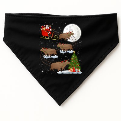 Funny Xmas Lighting Tree Santa Riding Capybara Christmas Gift USA-Made Doggie Bandana