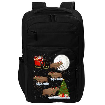 Funny Xmas Lighting Tree Santa Riding Capybara Christmas Gift Impact Tech Backpack