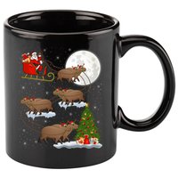 Funny Xmas Lighting Tree Santa Riding Capybara Christmas Gift 11oz C Handle Ceramic Mug
