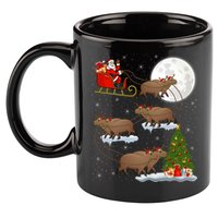 Funny Xmas Lighting Tree Santa Riding Capybara Christmas Gift 11oz C Handle Ceramic Mug